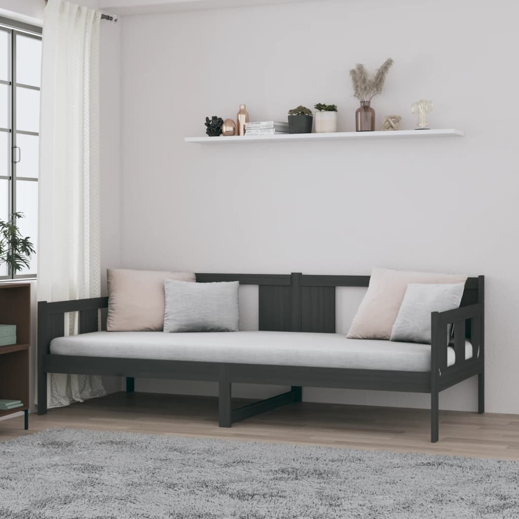 vidaXL daybed massivt fyrretræ grå 90x190 cm