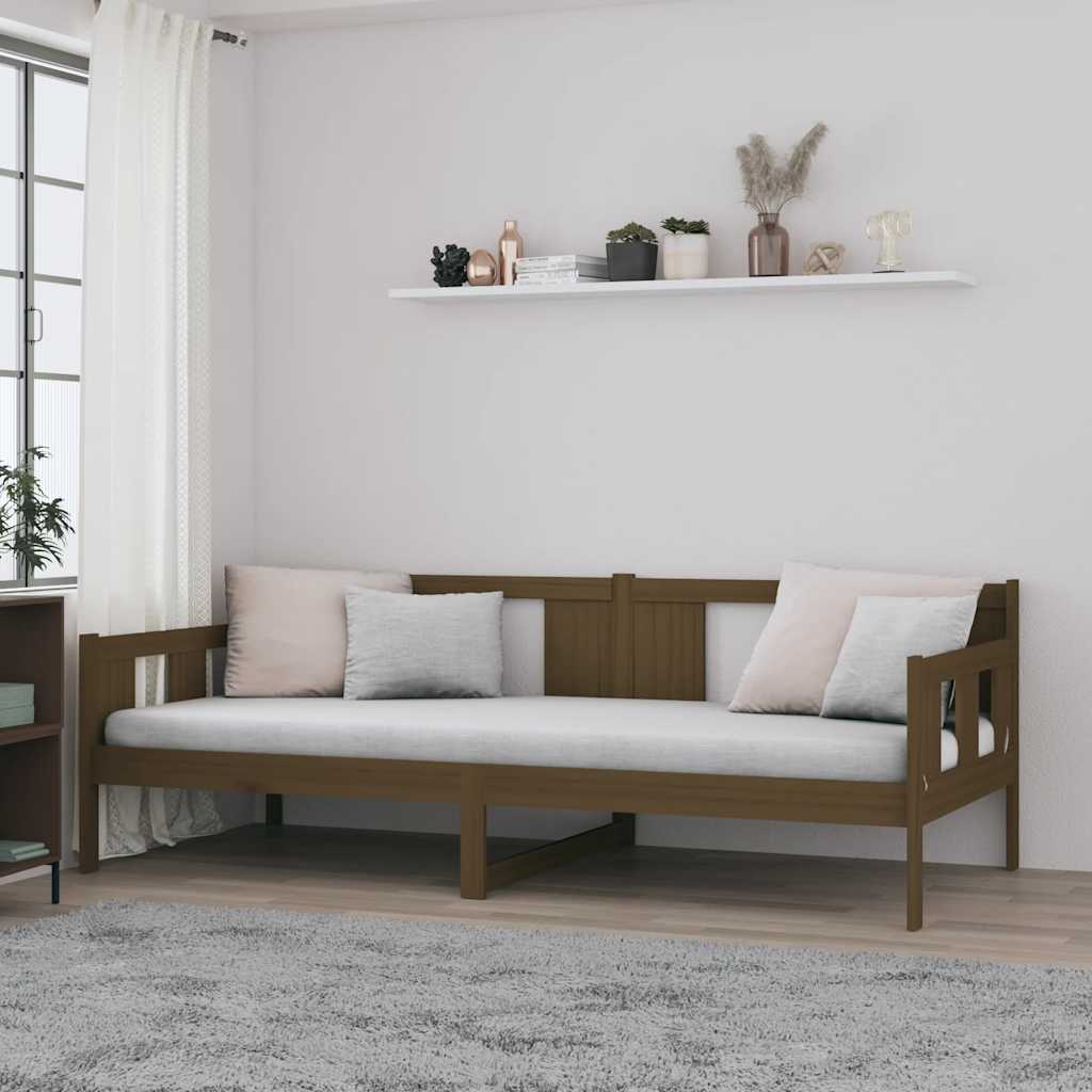 Daybed 90 x 190 cm i massivt fyrretræ - gyldenbrun sengeramme