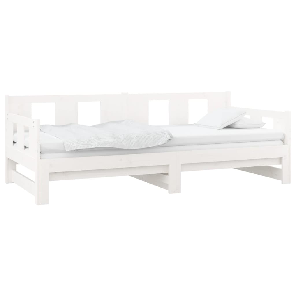 vidaXL Pat extensibil de zi, alb, 2x(90x200) cm, lemn masiv de pin
