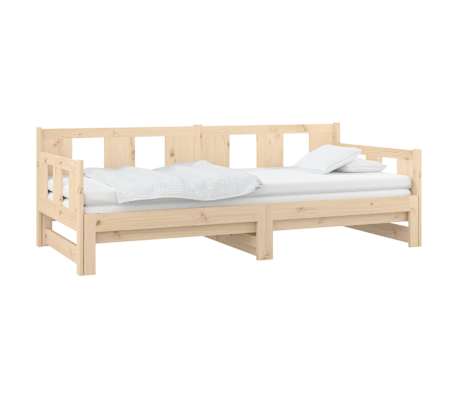 vidaXL Izvlečna dnevna postelja trdna borovina 2x(80x200) cm
