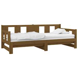 vidaXL Sof&aacute;-cama puxar pinho maci&ccedil;o castanho mel 2x(80x200) cm