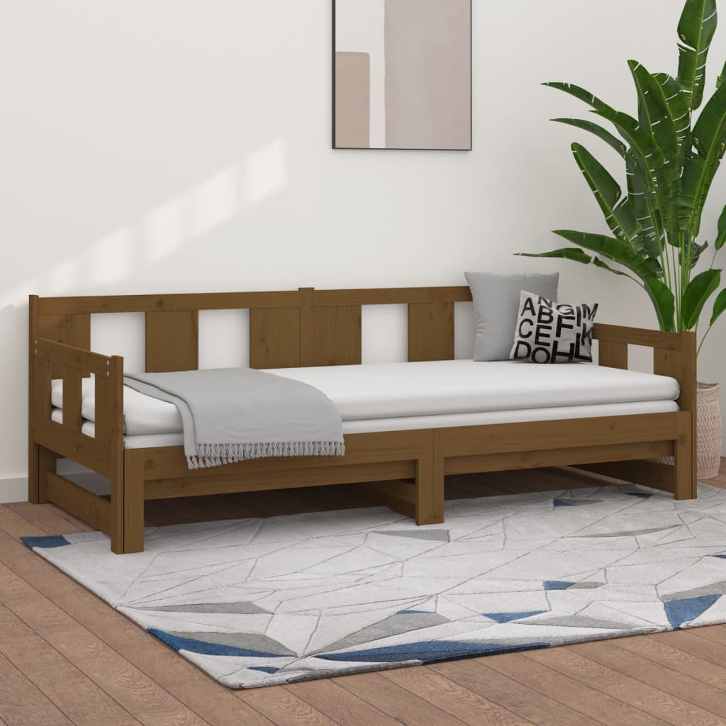 Sofá cama extraíble madera de pino marrón miel 2x(80x200) cm - Reinventando la experiencia de muebles