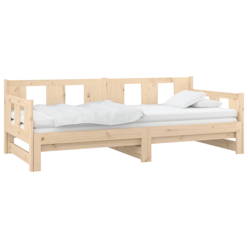 vidaXL Slaapbank uitschuifbaar massief grenenhout 2x(90x190) cm afbeelding