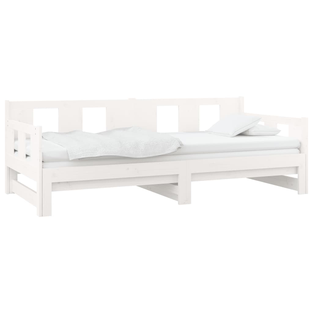 vidaXL Slaapbank uitschuifbaar massief grenenhout wit 2x(90x190) cm afbeelding