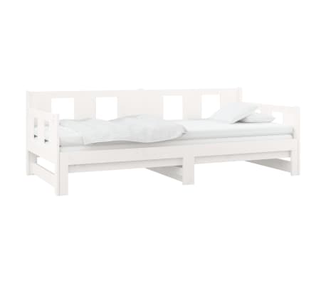 vidaXL Slaapbank uitschuifbaar massief grenenhout wit 2x(90x190) cm