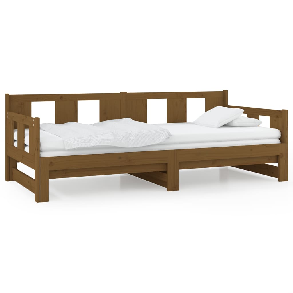 Pull-out Day Bed Honey Brown Solid Wood Pine 2x(90x190) Cm VidaXL 13 width=274