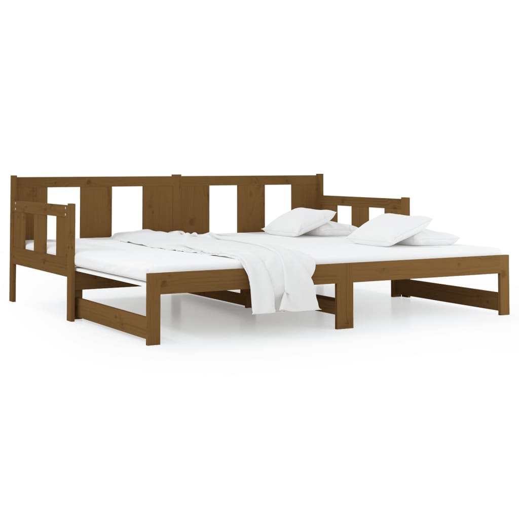 Pull-out Day Bed Honey Brown Solid Wood Pine 2x(90x190) Cm VidaXL 17 width=274