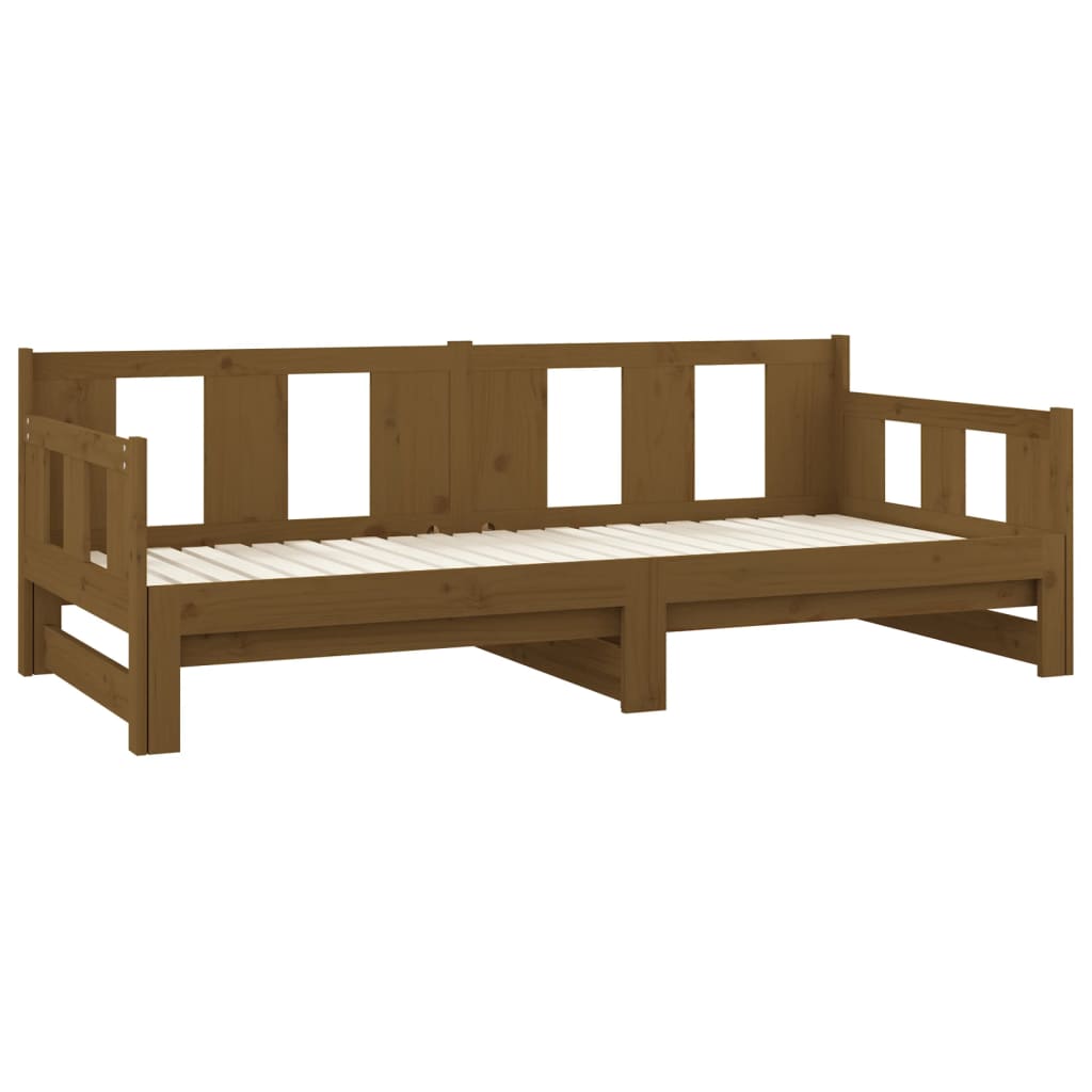 Pull-out Day Bed Honey Brown Solid Wood Pine 2x(90x190) Cm VidaXL 18 width=274