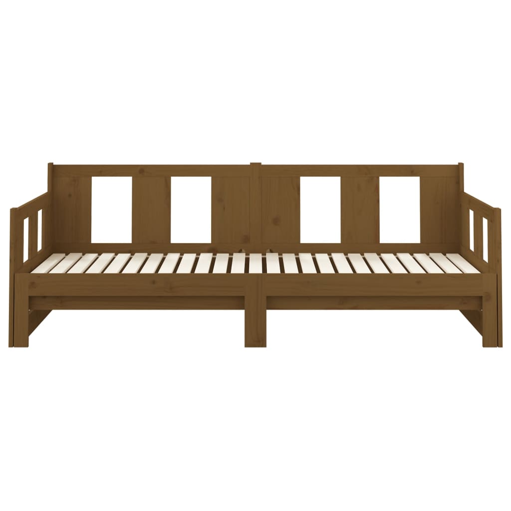 Pull-out Day Bed Honey Brown Solid Wood Pine 2x(90x190) Cm VidaXL 19 width=274