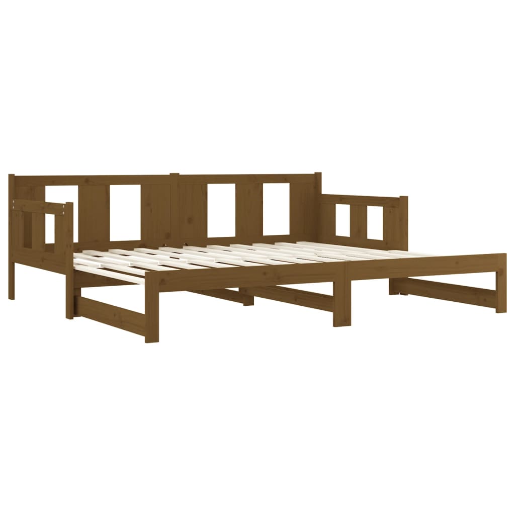 Pull-out Day Bed Honey Brown Solid Wood Pine 2x(90x190) Cm VidaXL 21 width=274