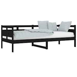 vidaXL Lova, juodos spalvos, 80x200cm, pu&scaron;ies medienos masyvas