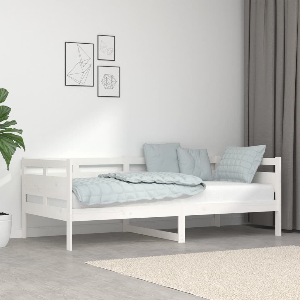 vidaXL daybed massivt fyrretræ hvid 90x190 cm billede