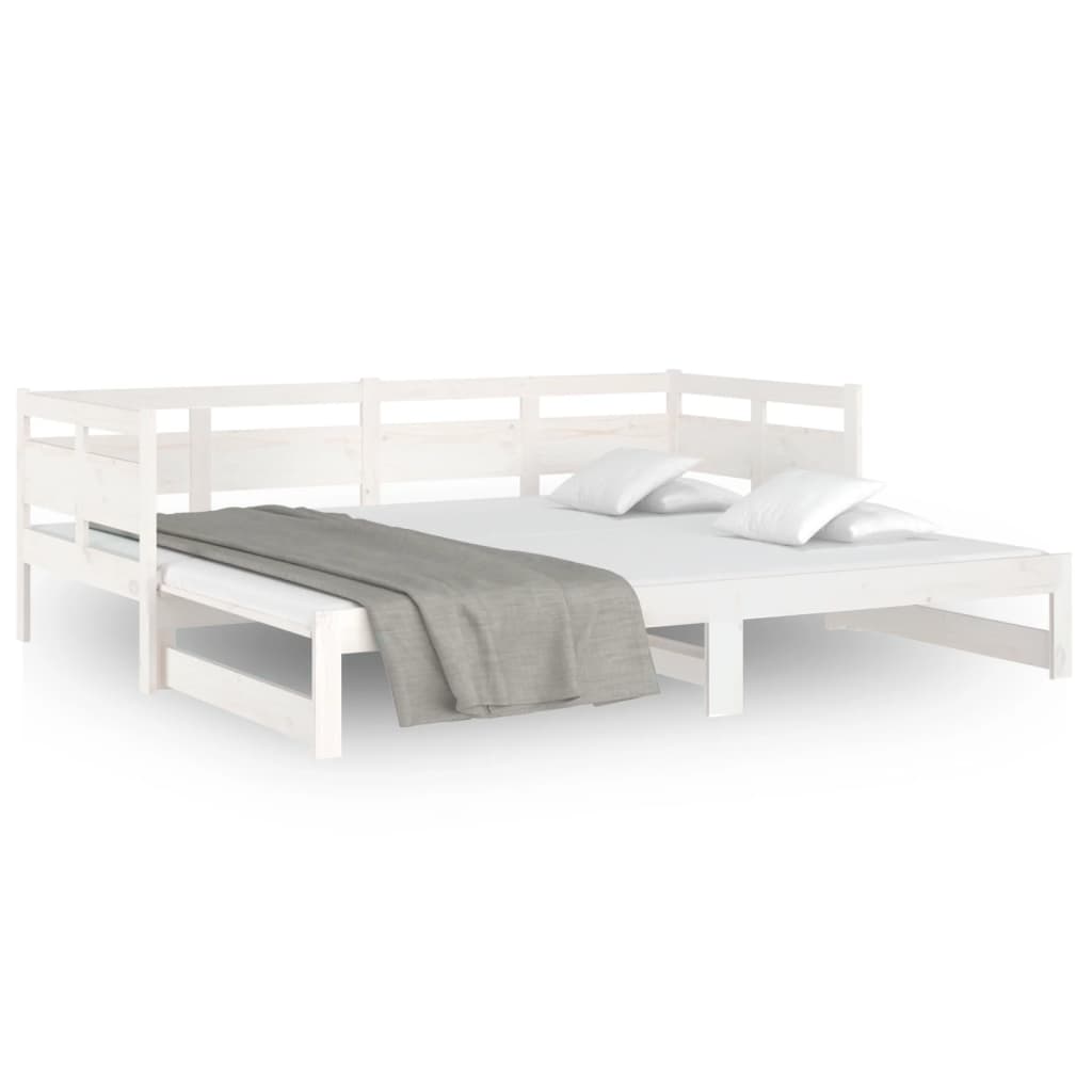  Rozkladacia denná posteľ biela borovicový masív 2x(90x200) cm