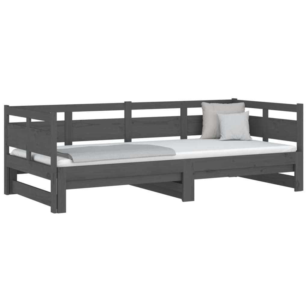 Pull-out Day Bed Grey Solid Wood Pine 2x(90x200) Cm VidaXL 14 width=274