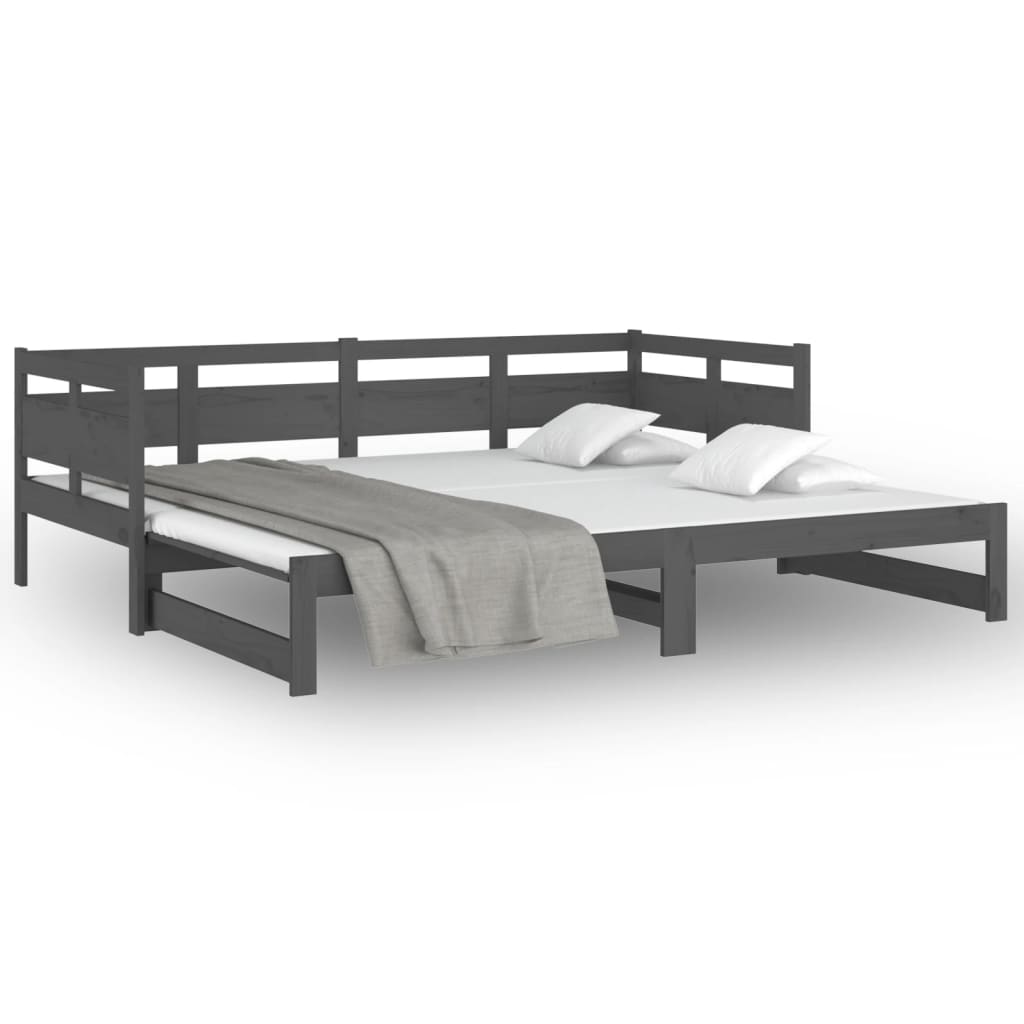 Pull-out Day Bed Grey Solid Wood Pine 2x(90x200) Cm VidaXL 16 width=274