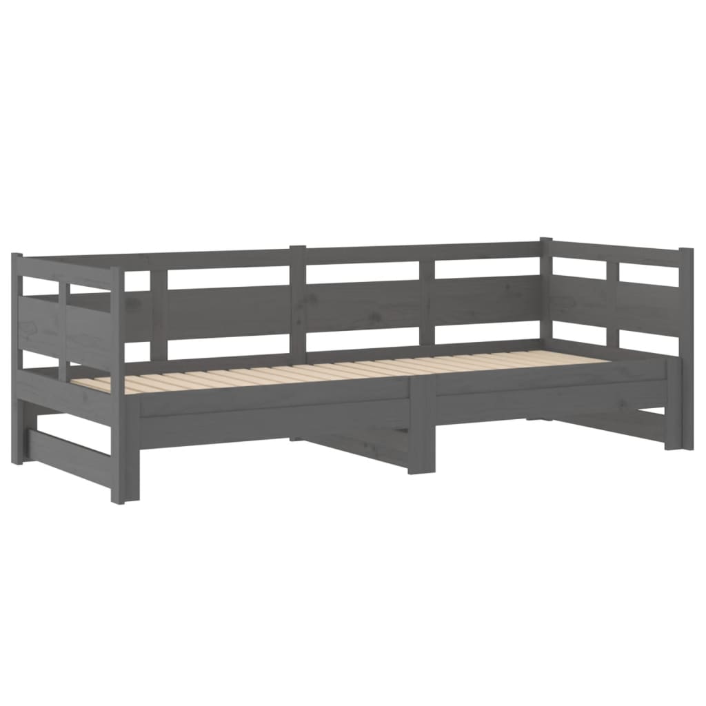 Pull-out Day Bed Grey Solid Wood Pine 2x(90x200) Cm VidaXL 17 width=274