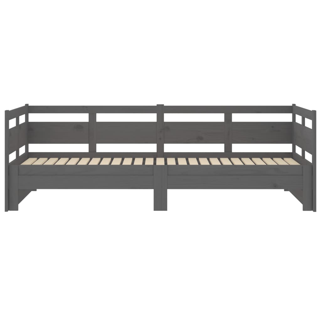 Pull-out Day Bed Grey Solid Wood Pine 2x(90x200) Cm VidaXL 18 width=274