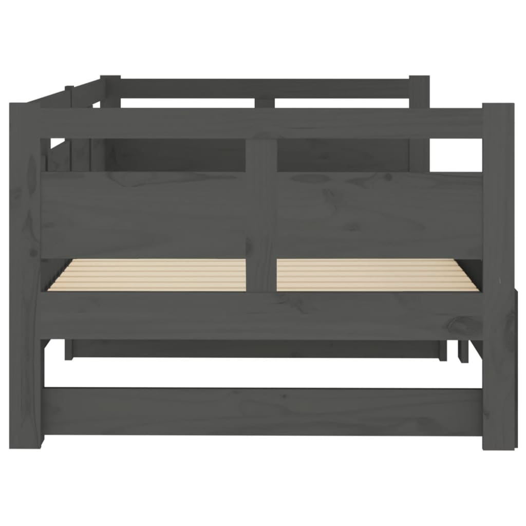 Pull-out Day Bed Grey Solid Wood Pine 2x(90x200) Cm VidaXL 19 width=274