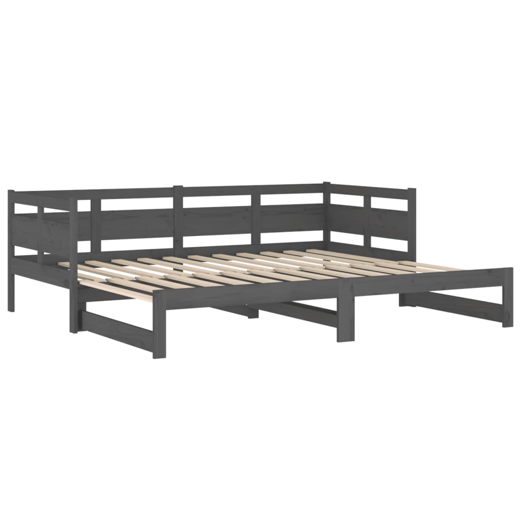 Pull-out Day Bed Grey Solid Wood Pine 2x(90x200) Cm VidaXL 20 width=274