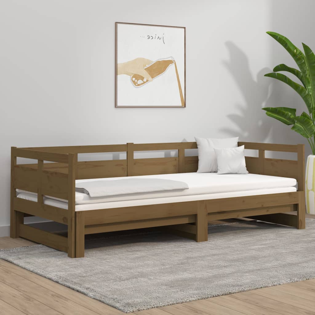 vidaXL Výsuvná postel medově hnědá masivní borovice 2x (90 x 200) cm