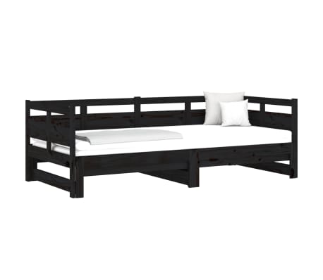 vidaXL Pull-out Day Bed without Mattress Black 2x(90x200) cm