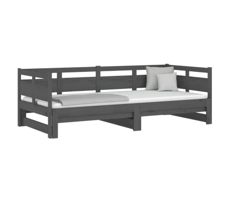 vidaXL Καναπές Κρεβάτι Συρόμενος Γκρι 2x(80x200) εκ. από Μασίφ Πεύκο
