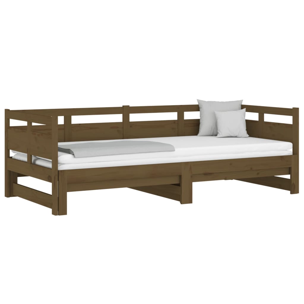 

vidaXL Slaapbank uitschuifbaar grenenhout honingbruin 2x(80x200) cm