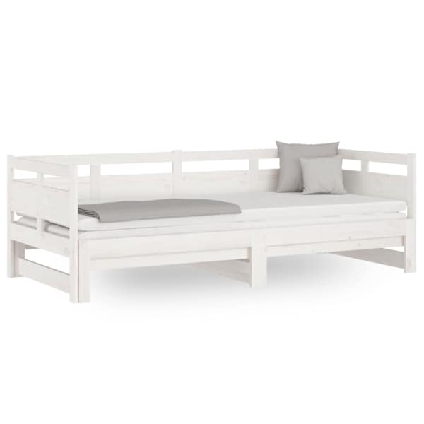 vidaXL v&auml;ljat&otilde;mmatav p&auml;evavoodi, valge, m&auml;nnipuit, 2 x (90-190) cm