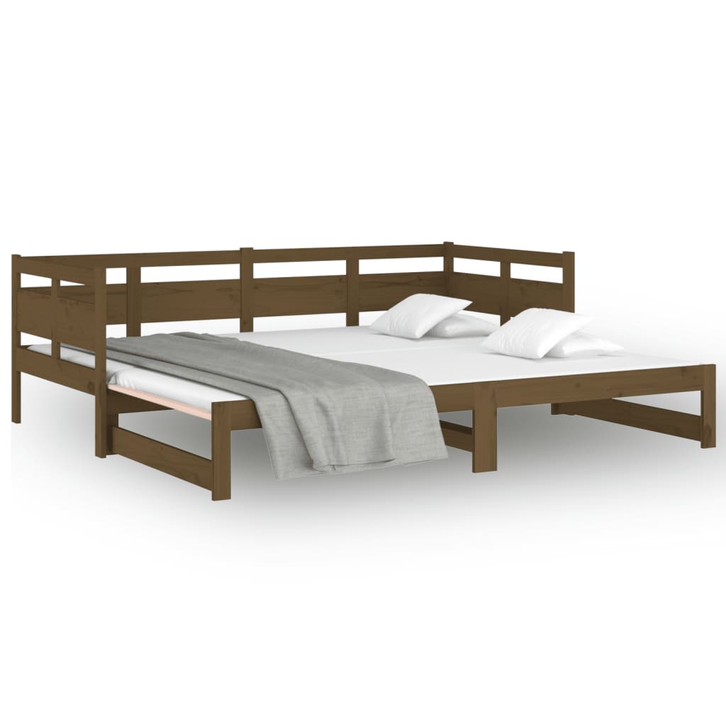 Pull-out Day Bed Honey Brown Solid Wood Pine 2x(90x190) Cm VidaXL 16 width=274