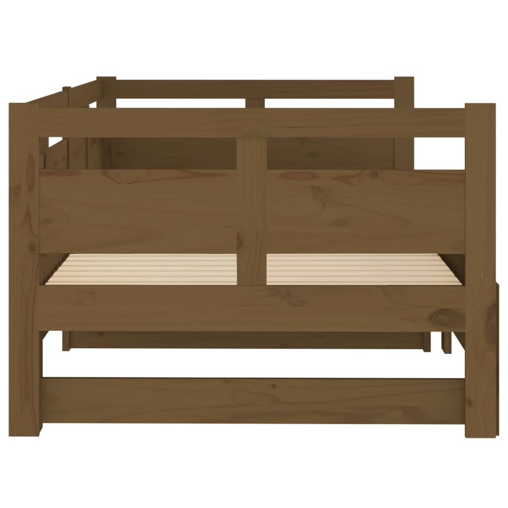 Pull-out Day Bed Honey Brown Solid Wood Pine 2x(90x190) Cm VidaXL 19 width=274