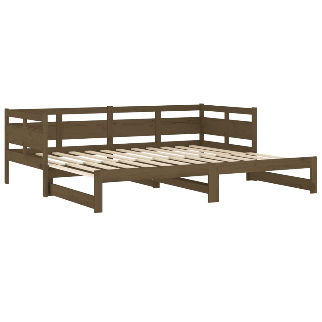 Pull-out Day Bed Honey Brown Solid Wood Pine 2x(90x190) Cm VidaXL 20 width=274