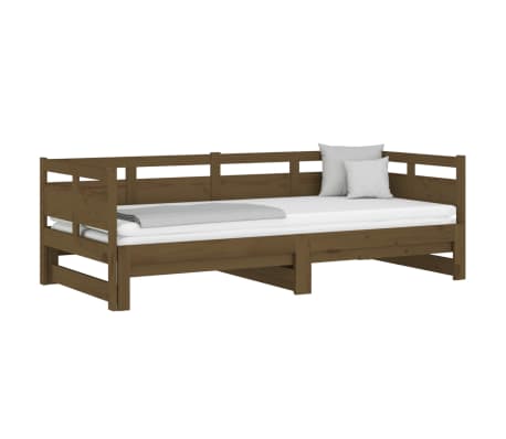 vidaXL Sofá cama extraíble madera maciza pino marrón miel 2x(90x190)cm