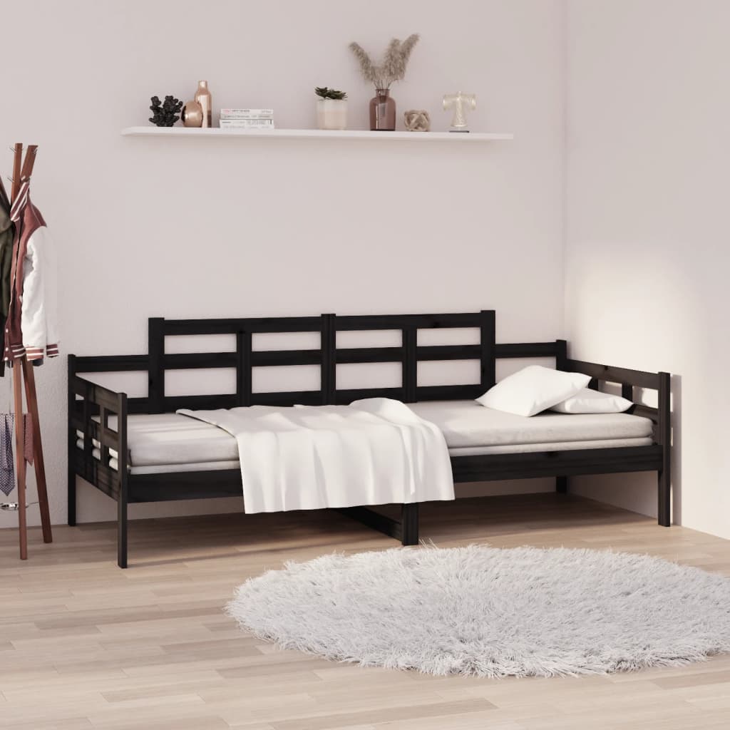 Sohvasänky musta täysi mänty 90×200 cm
