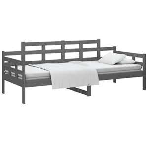 vidaXL Lova, pilkos spalvos, 80x200cm, pu&scaron;ies medienos masyvas