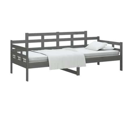 vidaXL Sofá cama madera maciza de pino gris 90x190 cm