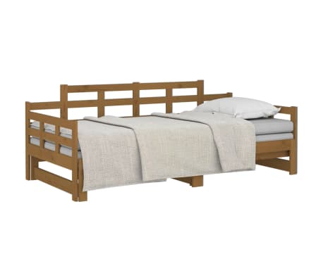 vidaXL Slaapbank uitschuifbaar grenenhout honingbruin 2x(90x200) cm