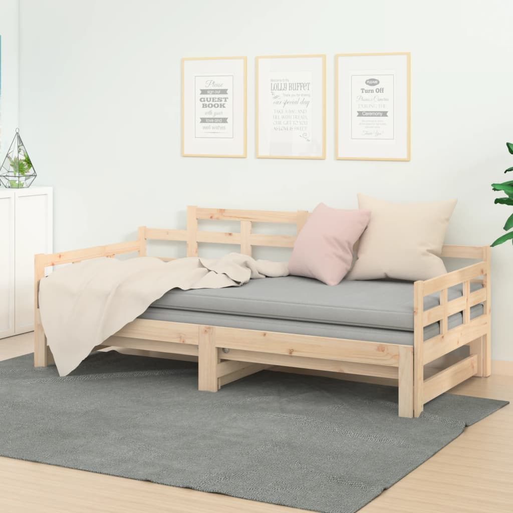 vidaXL daybed med udtræk 2x(80x200) cm massivt fyrretræ