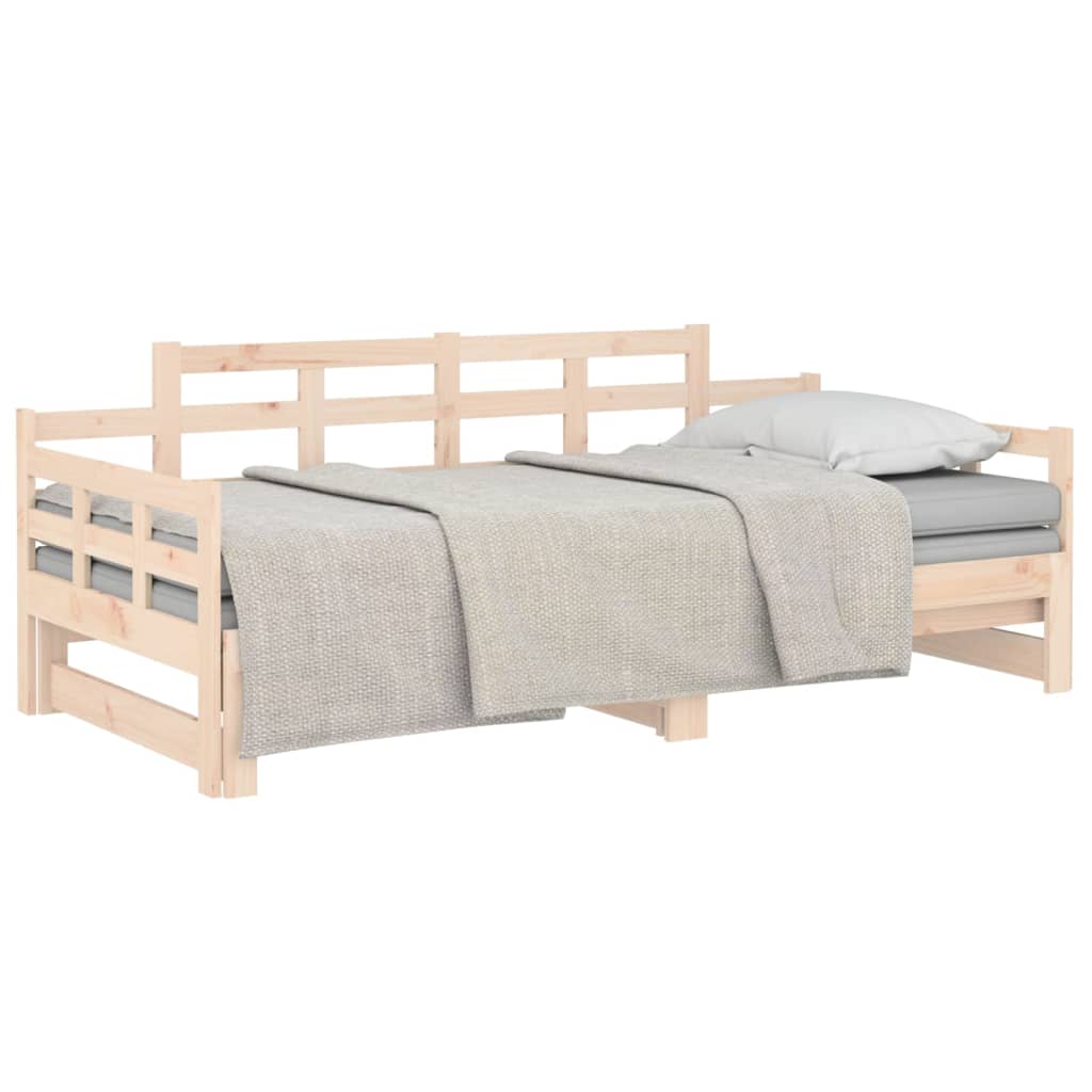 vidaXL Slaapbank uitschuifbaar massief grenenhout 2x(90x190) cm afbeelding
