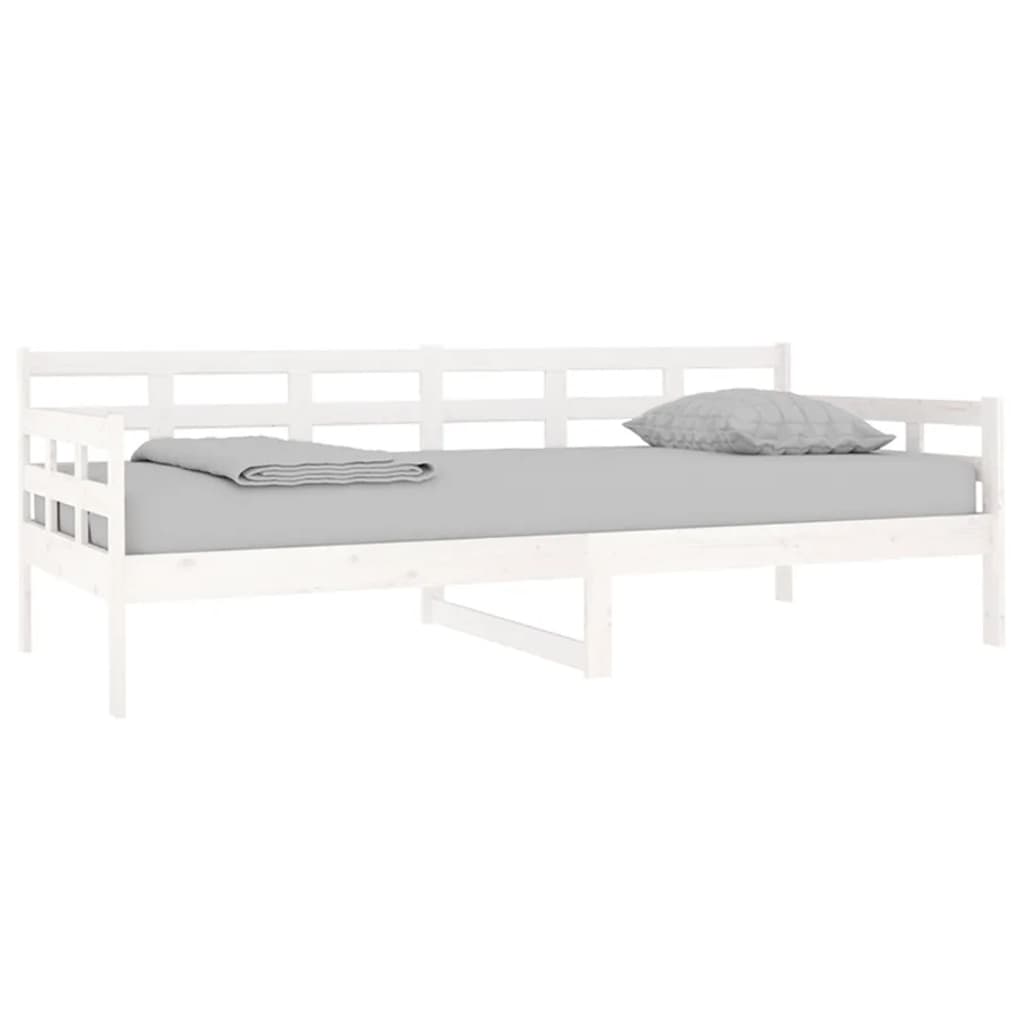 vidaXL Slaapbank massief grenenhout wit 90x200 cm afbeelding