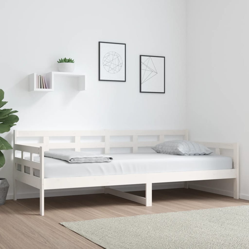 vidaXL daybed 90x200 cm massivt fyrretræ hvid billede
