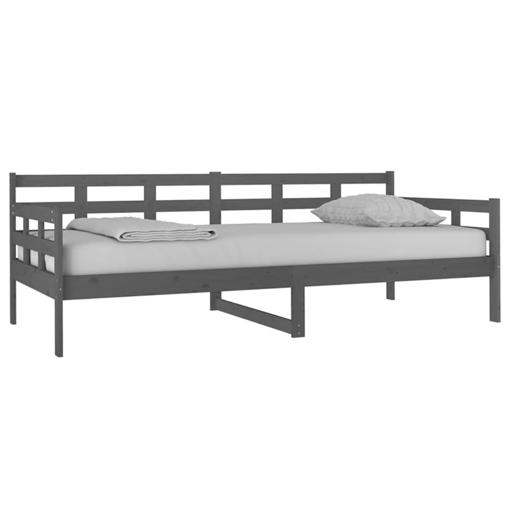 vidaXL Slaapbank massief grenenhout grijs 90x200 cm afbeelding