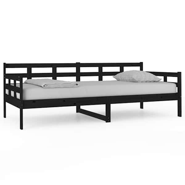 vidaXL p&auml;evavoodi raam ilma madratsita, must, m&auml;nnipuit, 90 x 200 cm