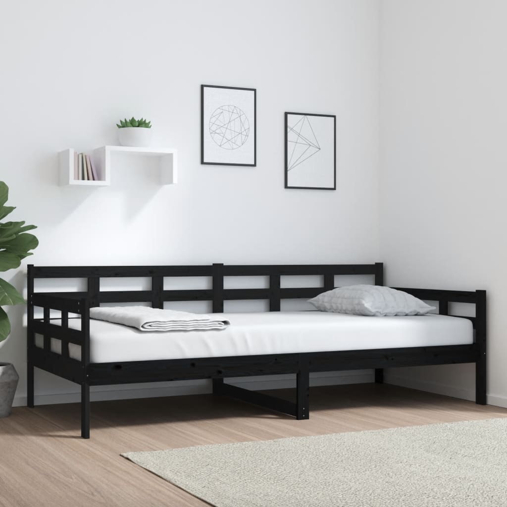 vidaXL daybed 90x200 cm massivt fyrretræ sort
