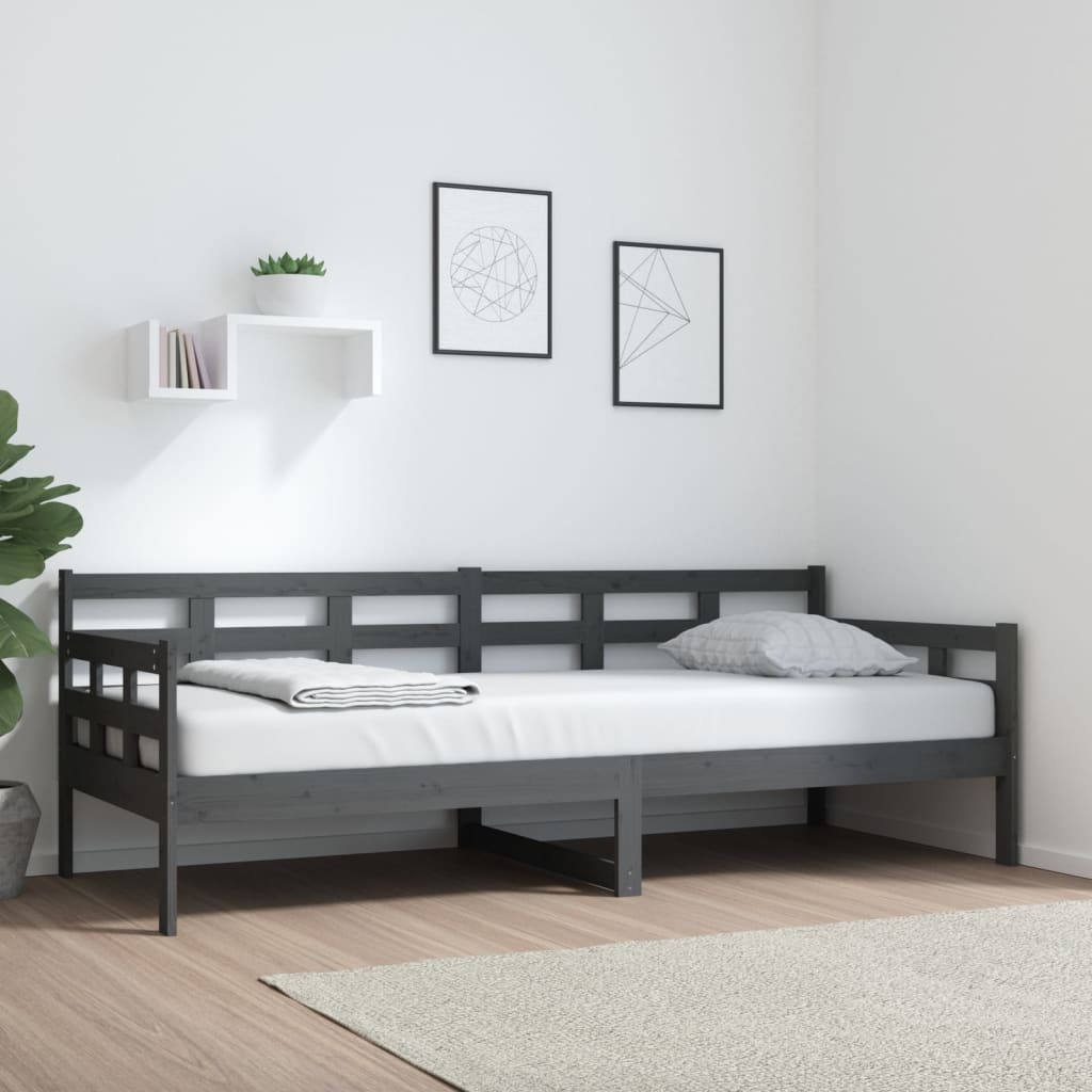 Sofá cama extensible de madera tamaño twin con 2 cajones de almacenamiento  gris