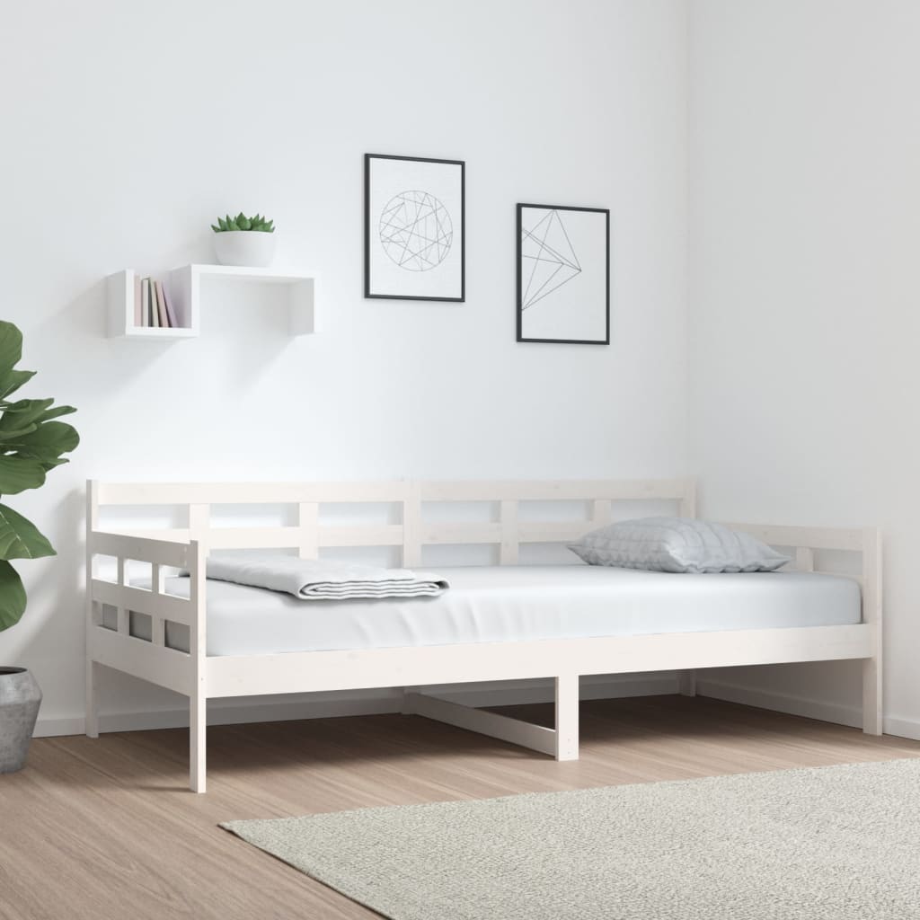 vidaXL daybed massivt fyrretræ hvid 90x190 cm billede