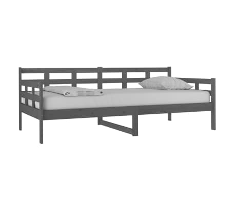 vidaXL Lova, pilkos spalvos, 90x190cm, pu&scaron;ies medienos masyvas