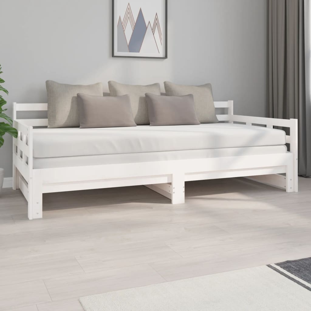 Výsuvná postel bílá masivní borovice 2x (90 x 200) cm