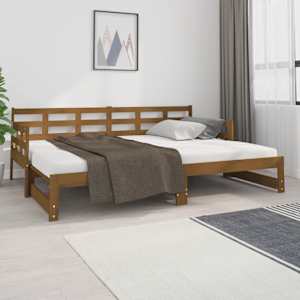 vidaXL Разтегателно дневно легло без матрак меденокафяво 2x(90x200) см