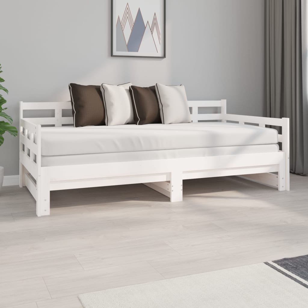 vidaXL Pull-out Day Bed White Solid Wood Pine 2x(92×187) cm