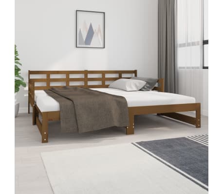 vidaXL Dormeuse Estraibile Miele Legno Massello di Pino 2x(90x190) cm